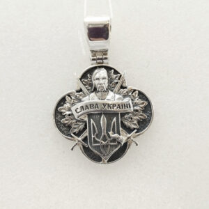 Срібний патріотичний кулон тризуб срібний кулон Слава Україні