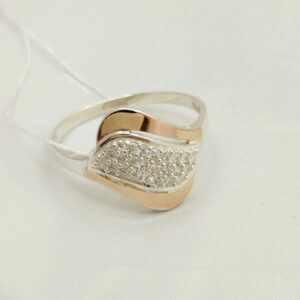 Срібне кільце із золотими пластинами Ukr-Gold