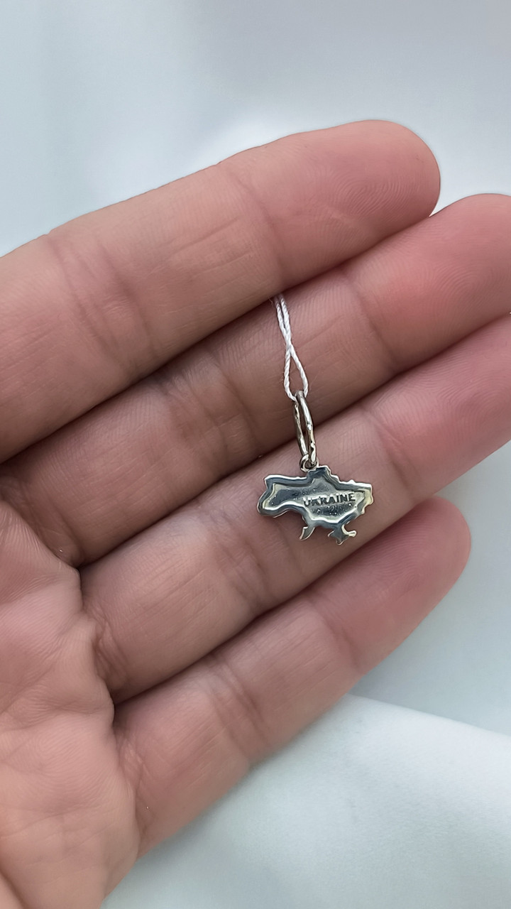 Срібний патріотичний кулон мапа України Ukr-gold.com - Зображення 2
