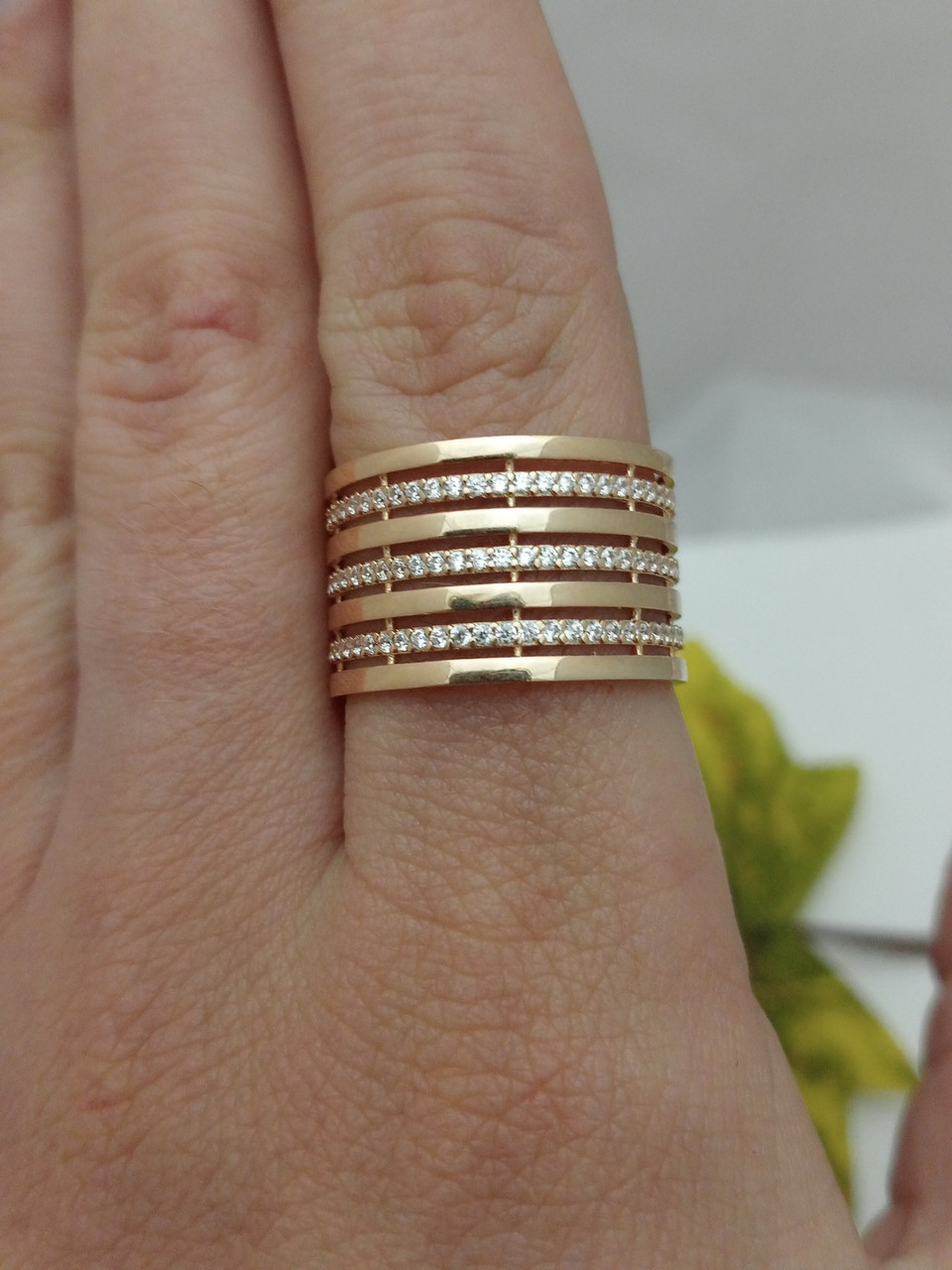 Золоте кільце широке 10 мм арт. 812497 від компанії Ukr-Gold - Зображення 2