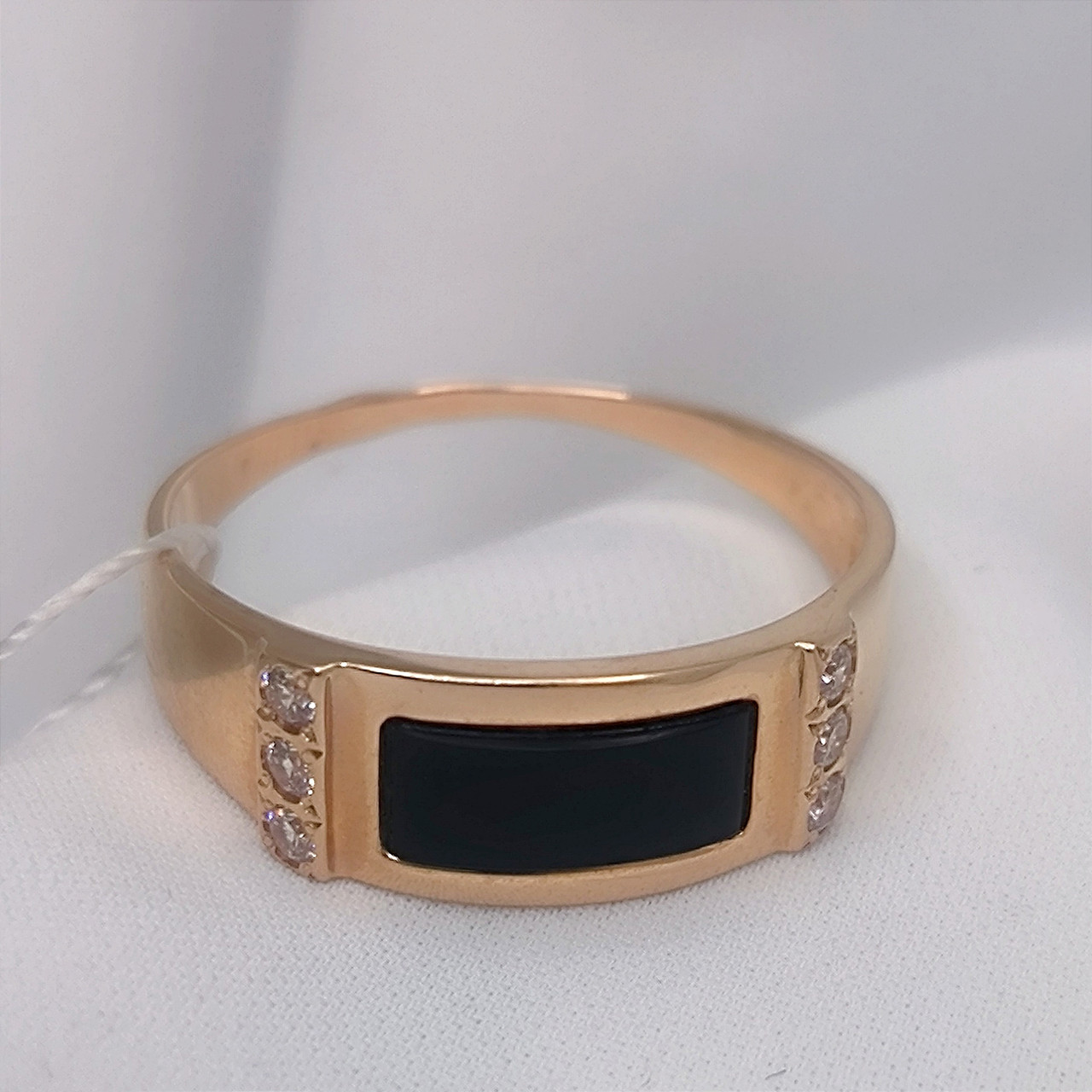 Чоловічий золотий персень із оніксом 585 проби - Зображення 2