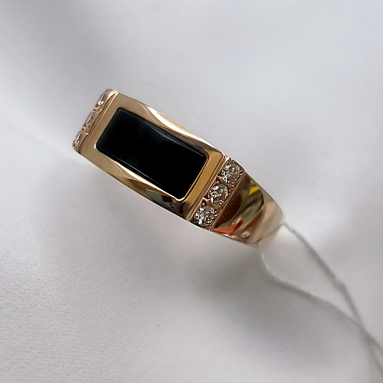 Чоловічий золотий персень із оніксом 585 проби - Зображення 3