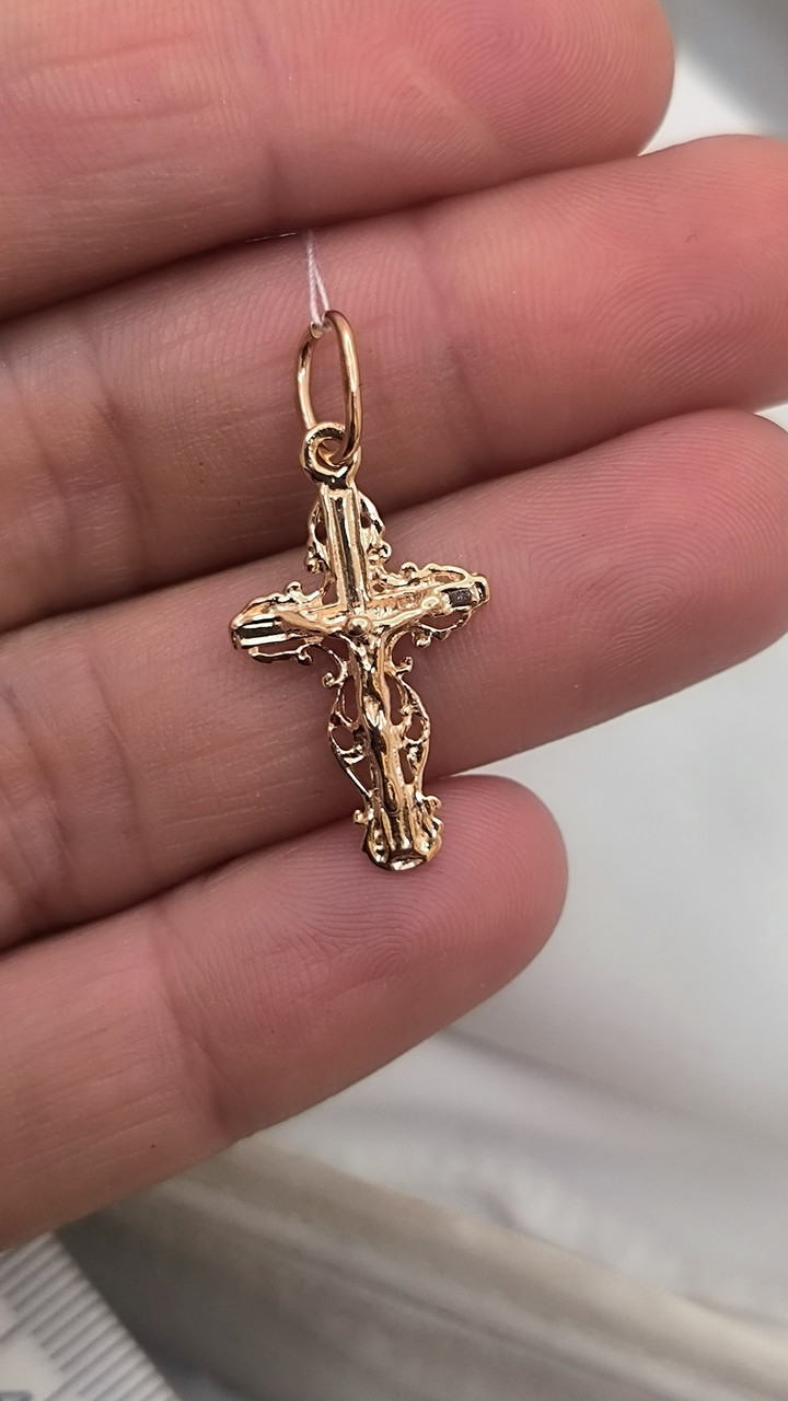 Золотий ажурний хрестик 585 проби Ukr-gold.com - Зображення 2