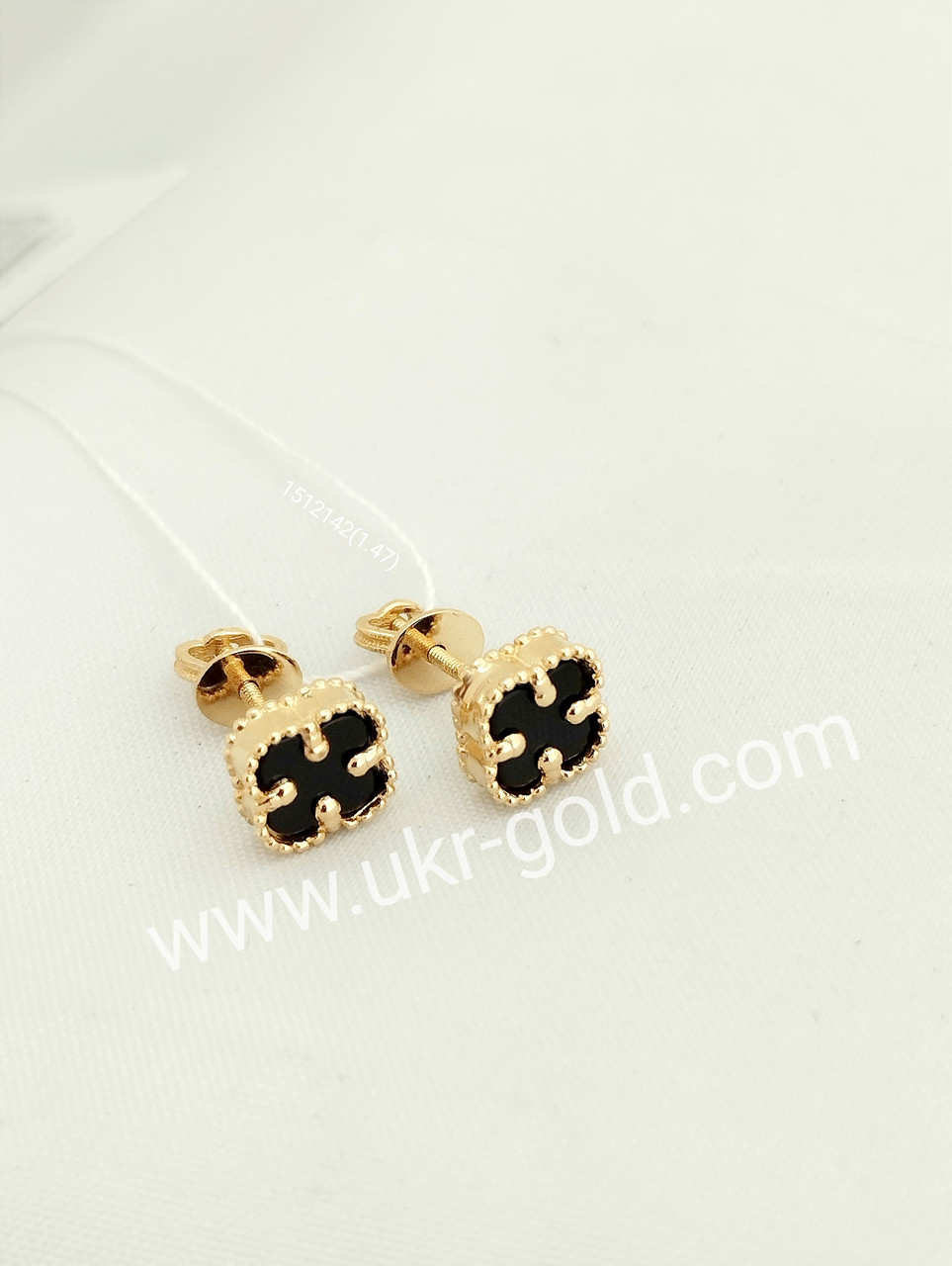 Золоті сережки пусети з оніксом Ukr-Gold - Зображення 2