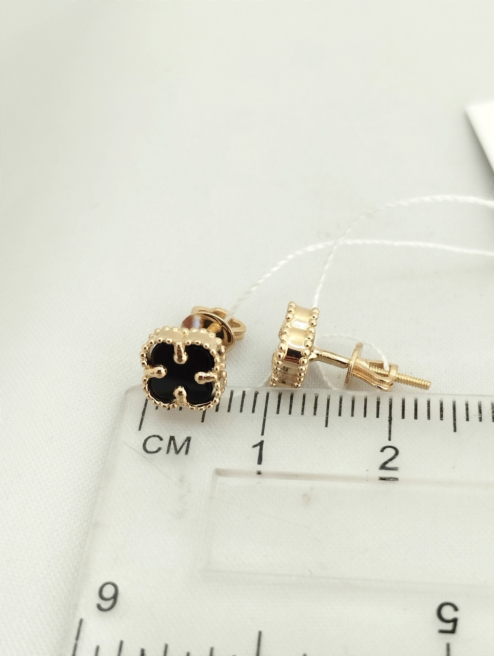 Золоті сережки пусети з оніксом Ukr-Gold - Зображення 4