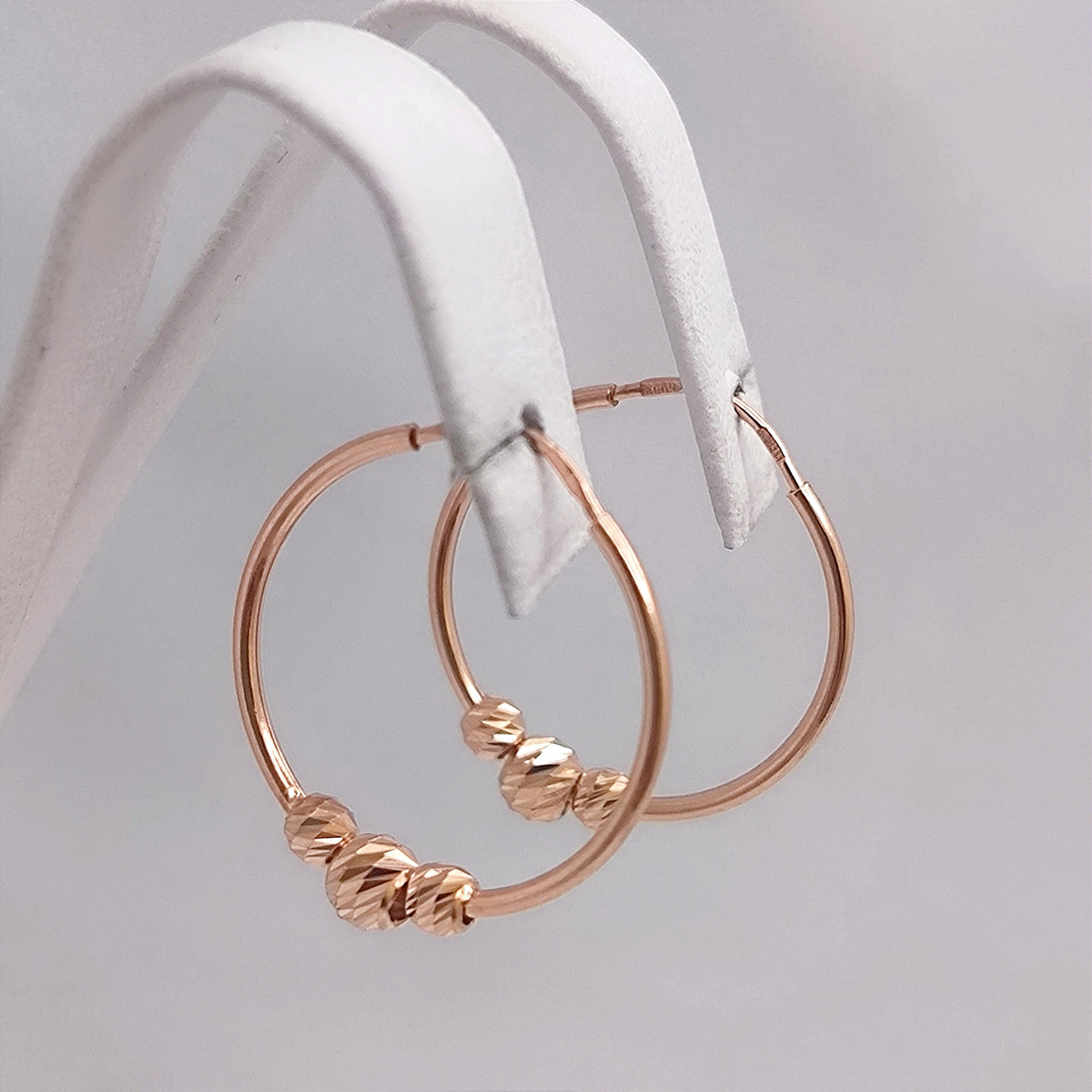 Золоті сережки з червоного золота 585 проби - Зображення 2