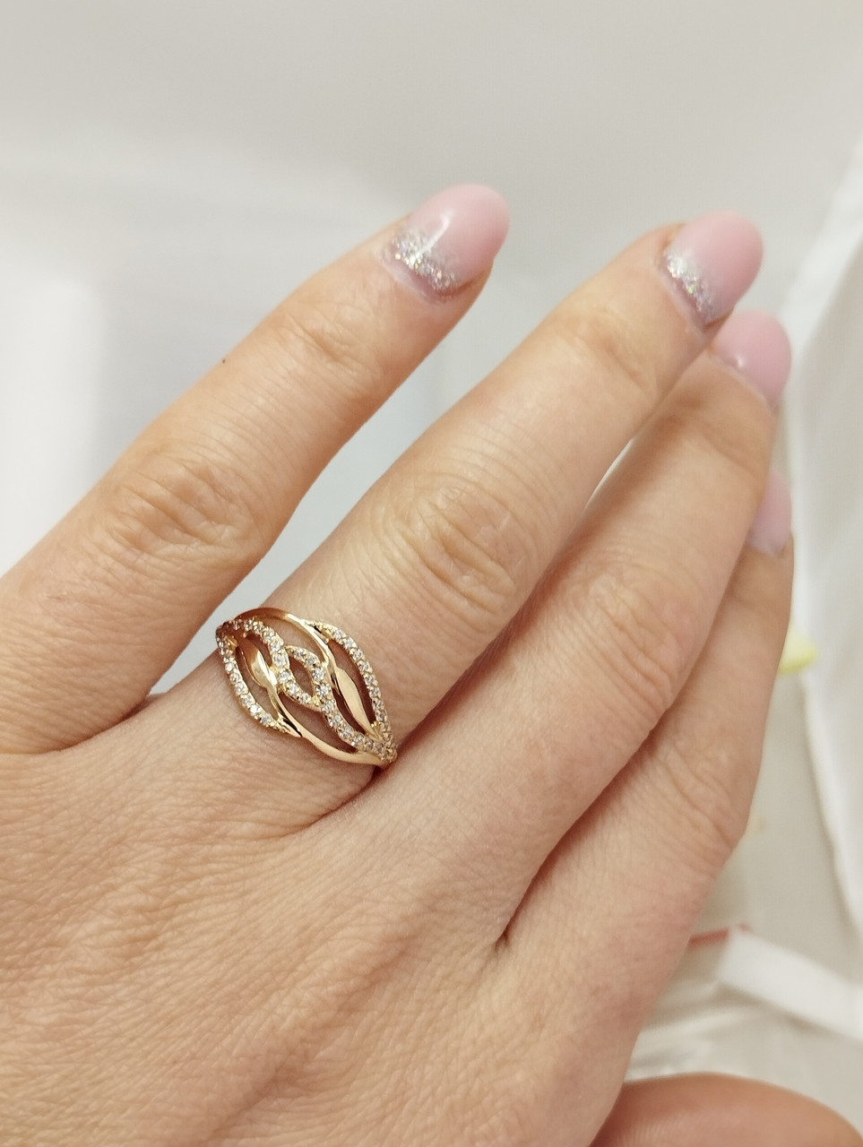 Золоте кільце з камінням арт. к972 від кампанії Ukr-gold. - Зображення 2