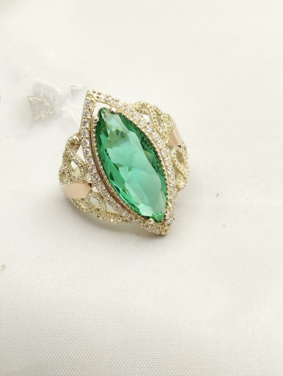 Срібне кільце 375 проби із золотими пластинами 585 проби Ukr-Gold