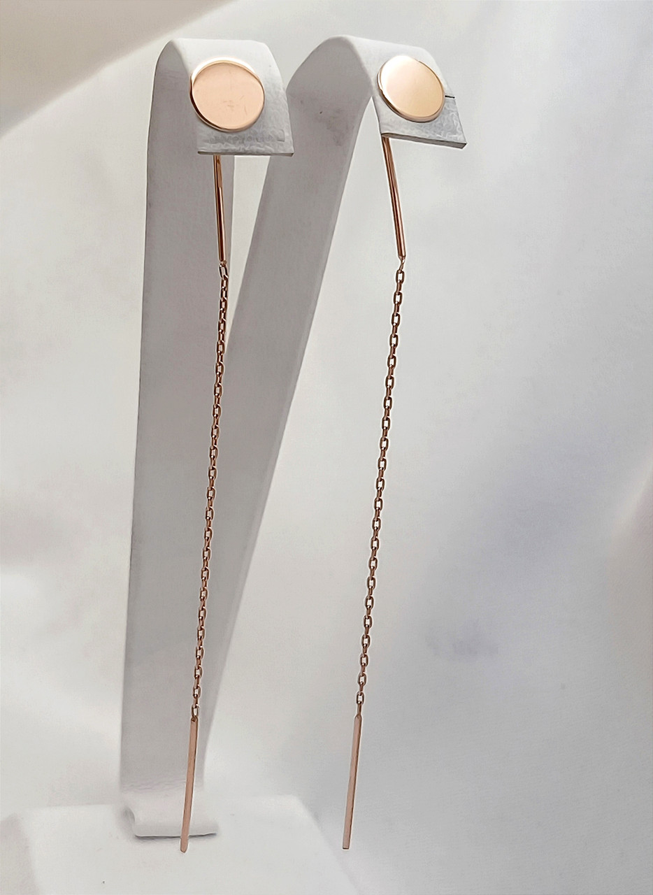 Золоті сережки протяжки золоті сережки висячі довгі золоті сережки 01920 - Зображення 3