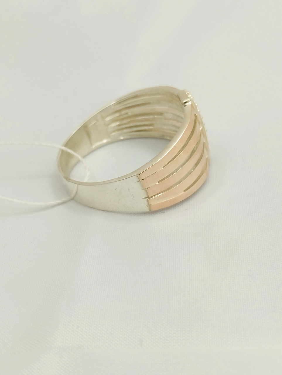 Срібне кільце 925 проби із золотими пластинами 375 проби - Зображення 3