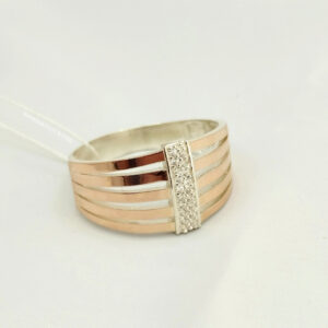 Срібне кільце 925 проби із золотими пластинами 375 проби