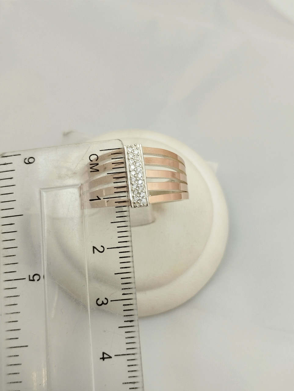 Срібне кільце 925 проби із золотими пластинами 375 проби - Зображення 4