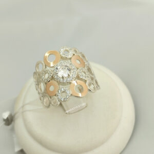 Срібне кільце 925 проби із золотими пластинами 375 проби