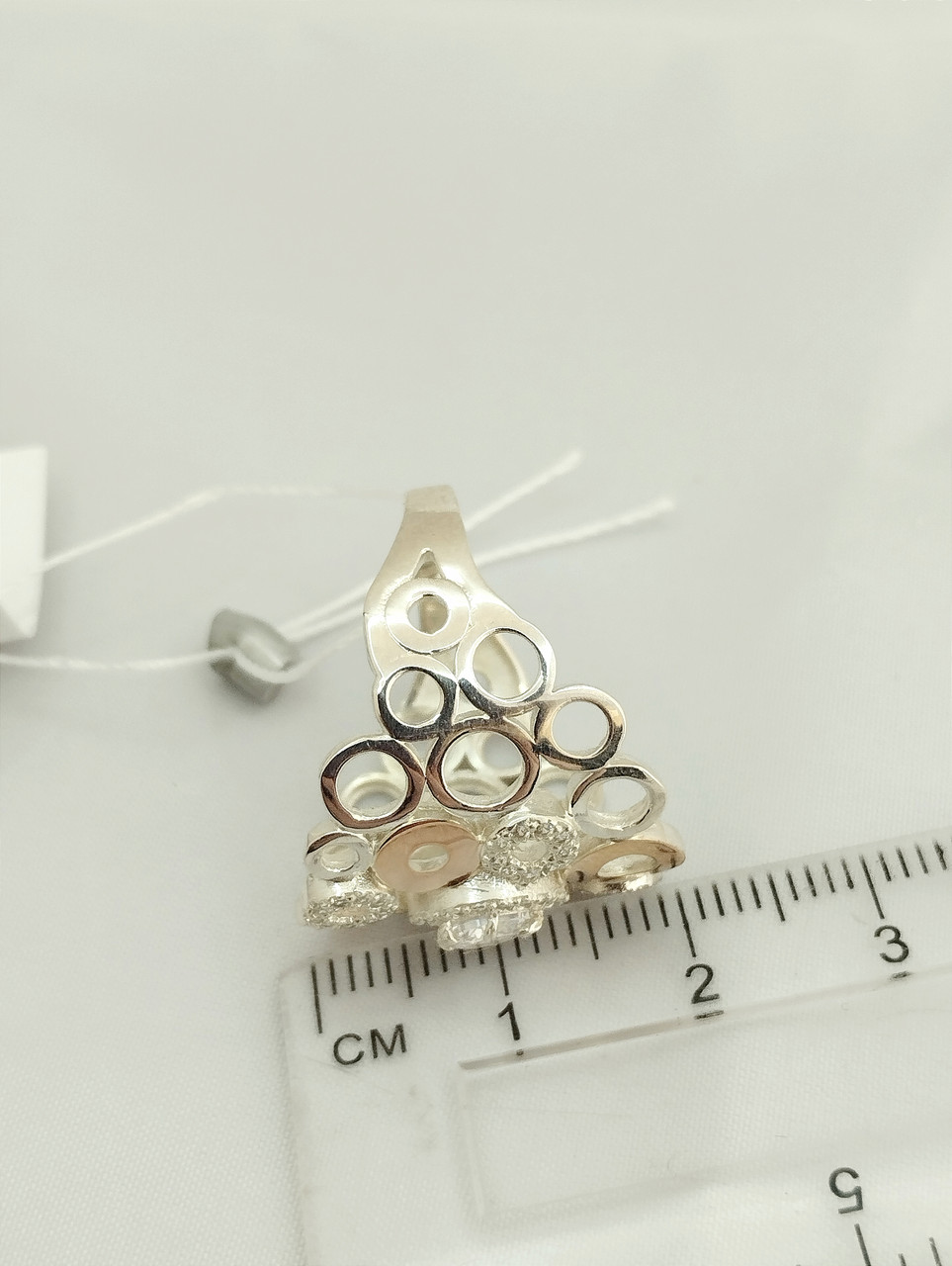 Срібне кільце 925 проби із золотими пластинами 375 проби - Зображення 3