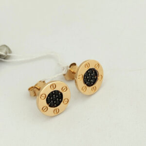 Сережки з чорним цирконієм, серьги пусеты с черными камнями