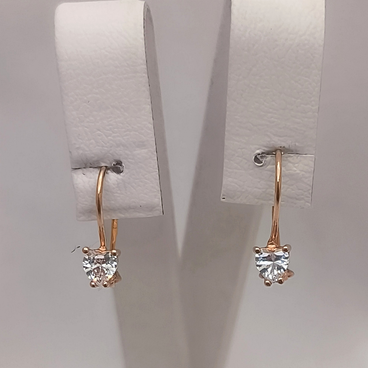 Золоті сережки з червоного золота з цирконієм