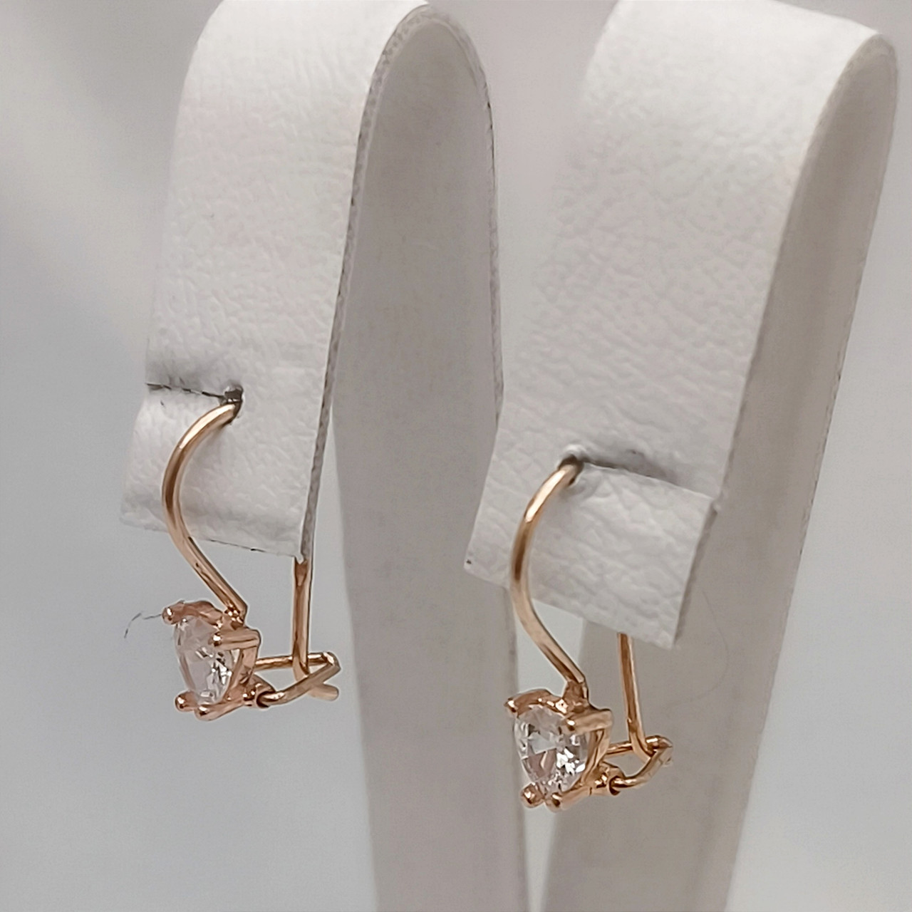 Золоті сережки з червоного золота з цирконієм - Зображення 6