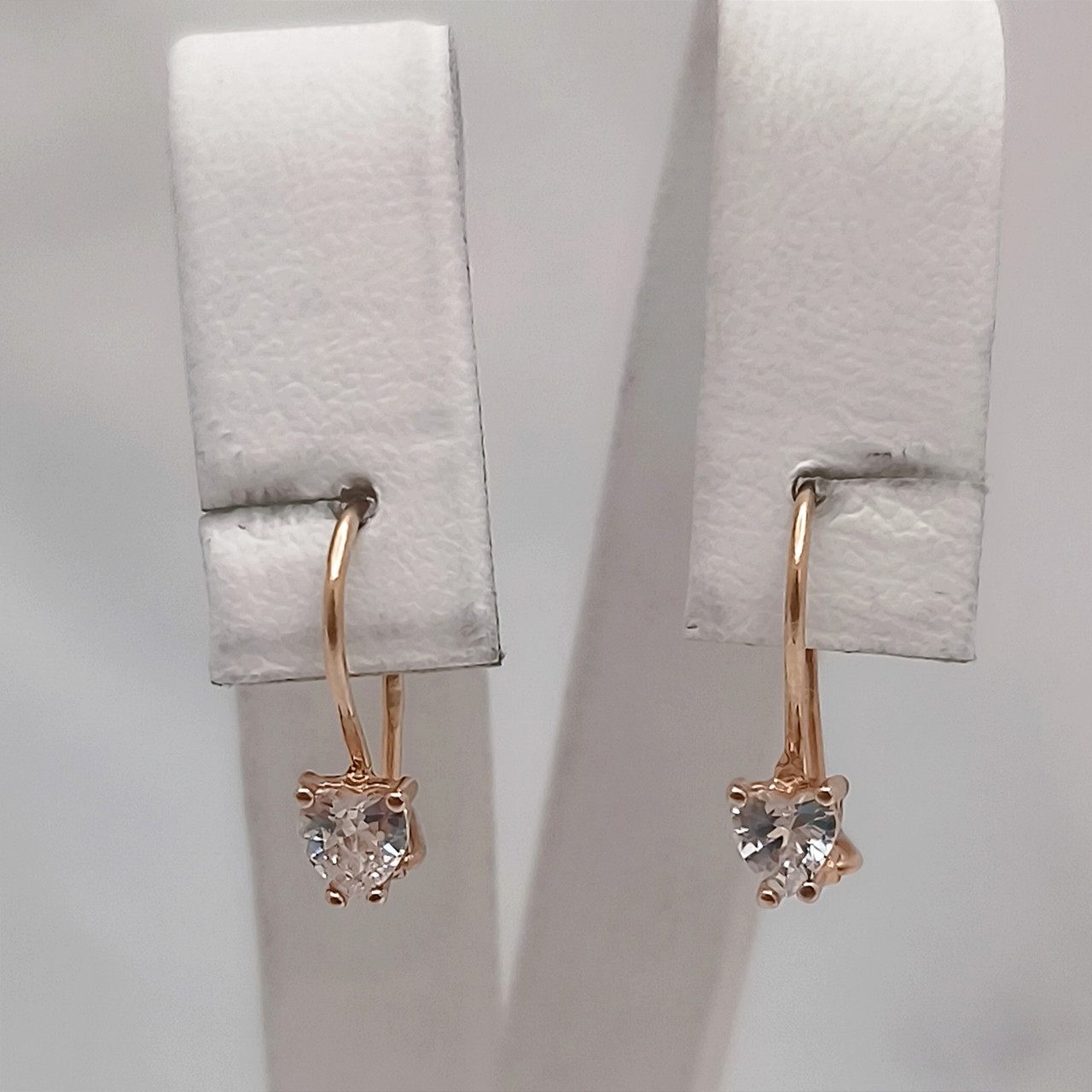 Золоті сережки з червоного золота з цирконієм - Зображення 5