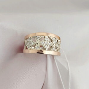 Срібне кільце зі вставками золота 375 проби