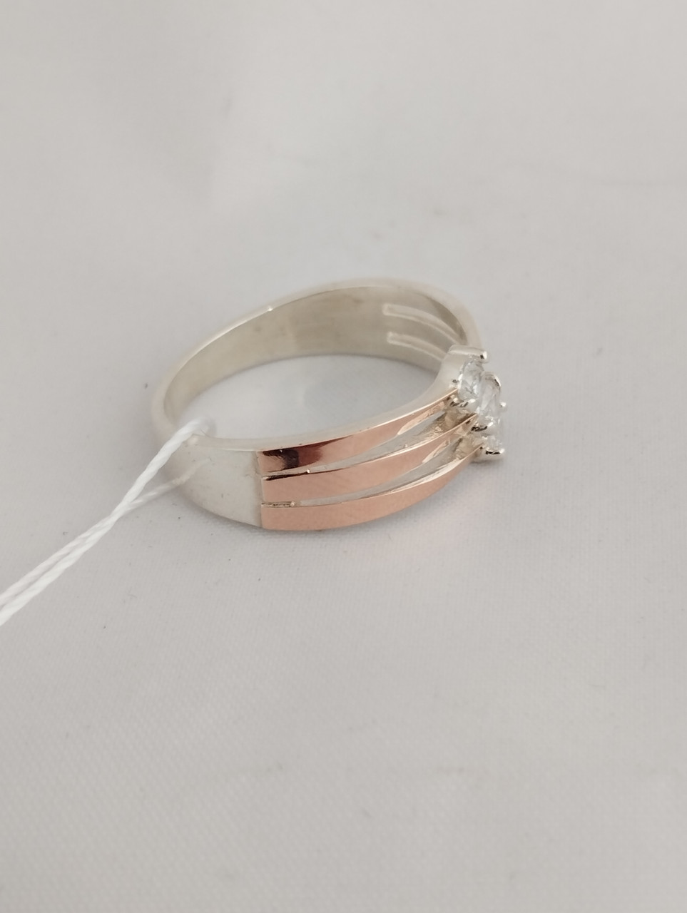 Срібне кільце із золотими пластинами та цирконієм Ukr-gold - Зображення 3