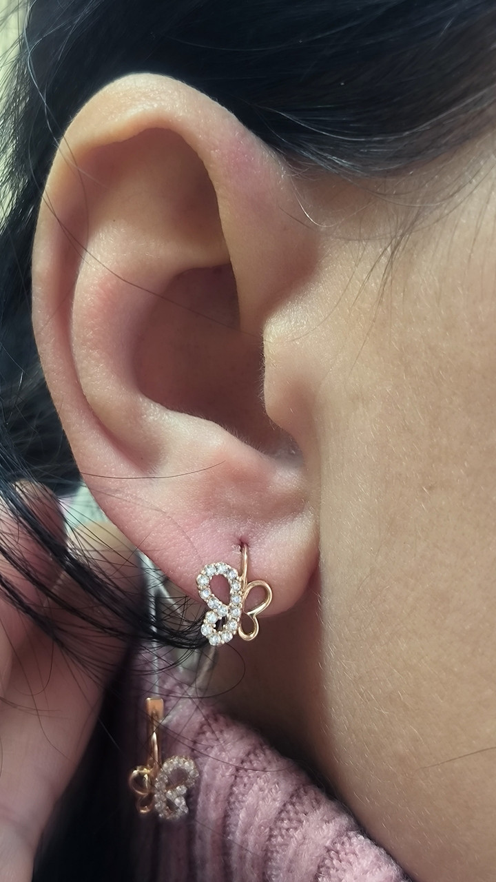 Золоті сережки метелики з цирконієм сережки метелики 5158430 - Зображення 4