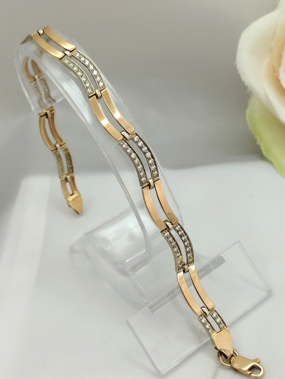 Золотий браслет 585 проби з цирконієм