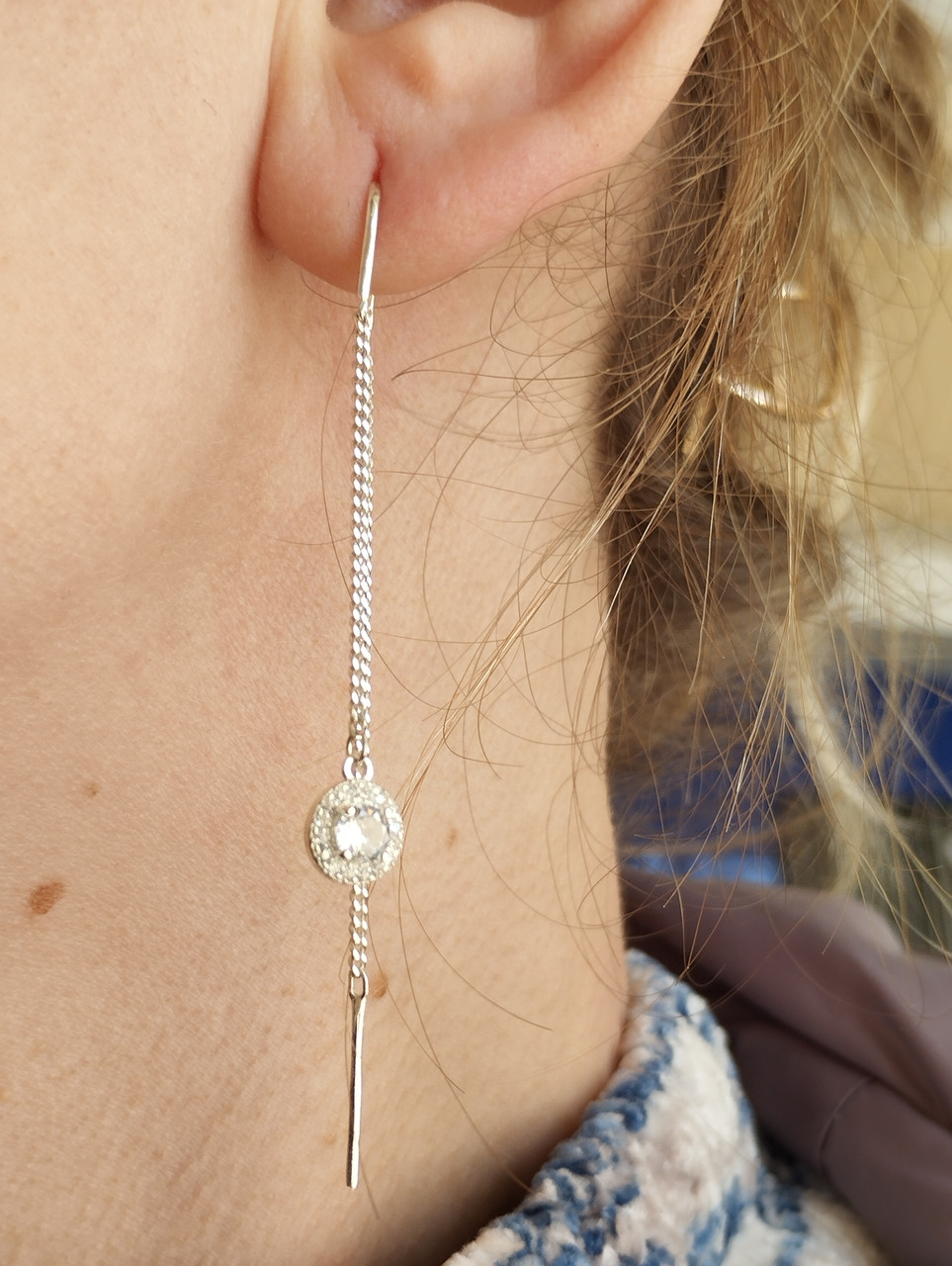 Срібні сережки протяжки Ukr-gold - Зображення 3