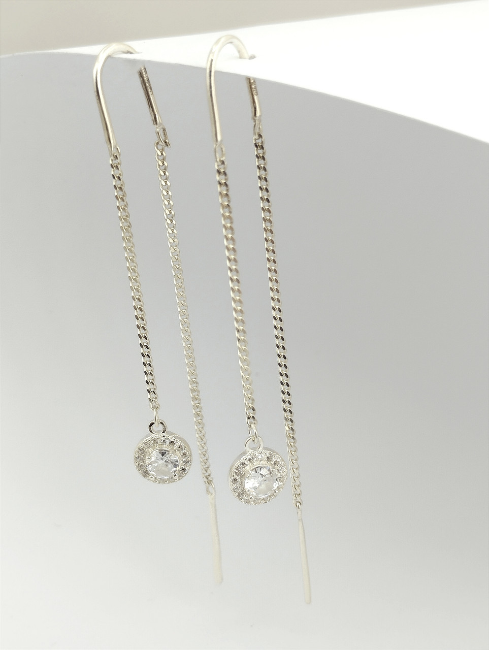 Срібні сережки протяжки Ukr-gold