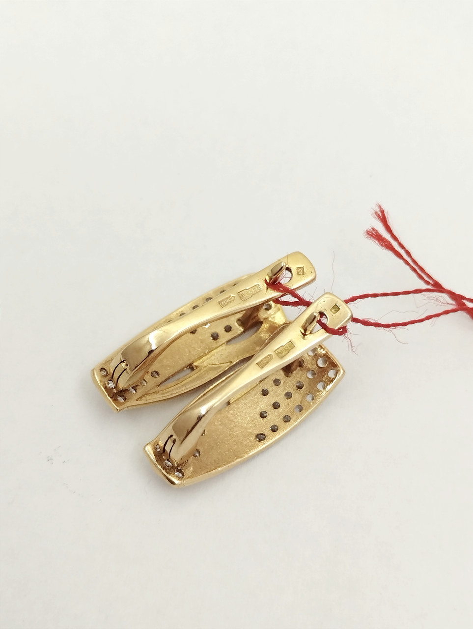 Золоті сережки 585 проби з фіанітами - Зображення 4