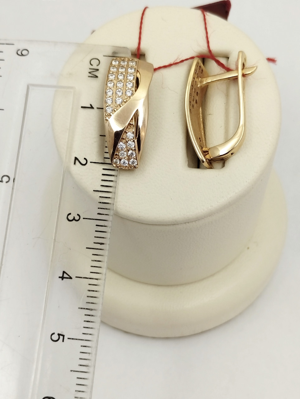 Золоті сережки 585 проби з фіанітами - Зображення 2