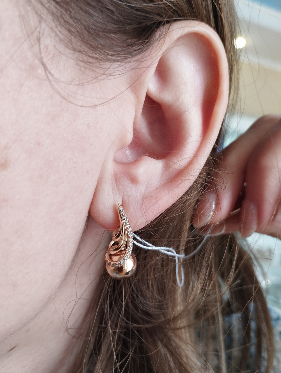 Золоті сережки з цирконієм Ukr-gold - Зображення 3