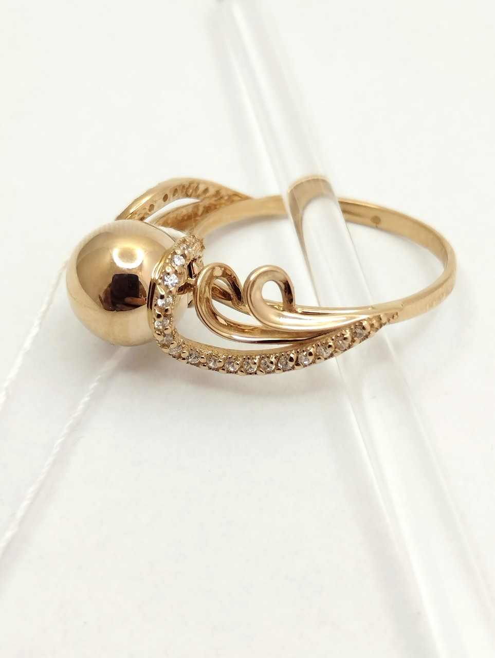 Золоте кільце куля з цирконієм Ukr-gold - Зображення 2