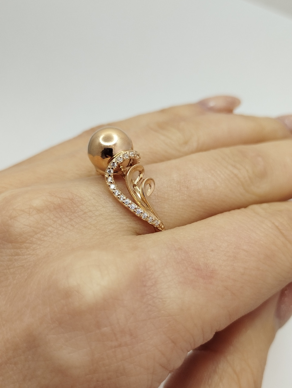 Золоте кільце куля з цирконієм Ukr-gold - Зображення 3