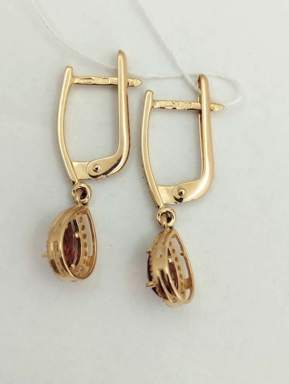 Золоті сережки з гранатом і цирконієм Ukr-gold - Зображення 4