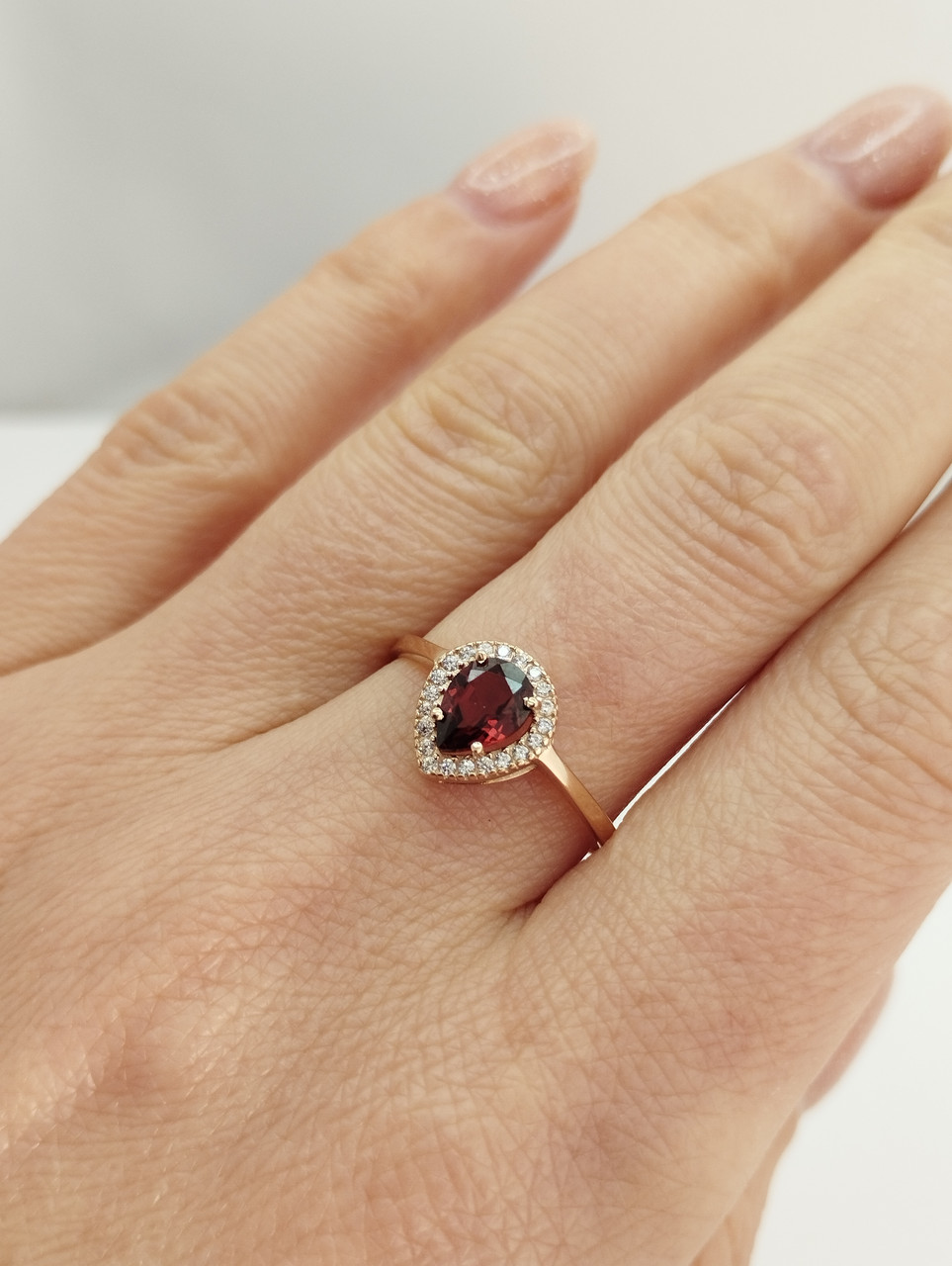Золоте кільце з гранатом і цирконієм Ukr-gold - Зображення 2