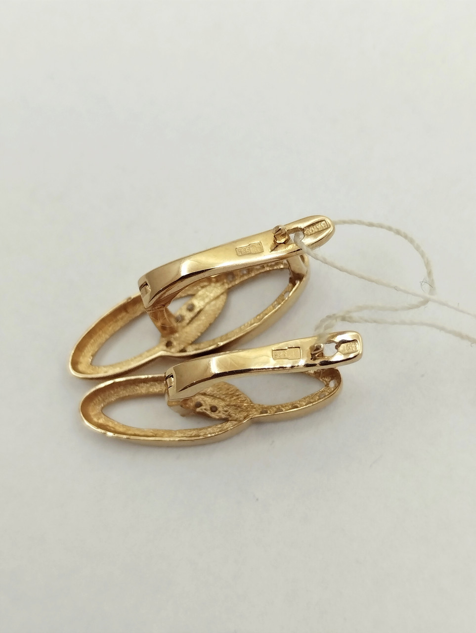 Золоті сережки з червоного золота з цирконієм Ukr-gold - Зображення 3