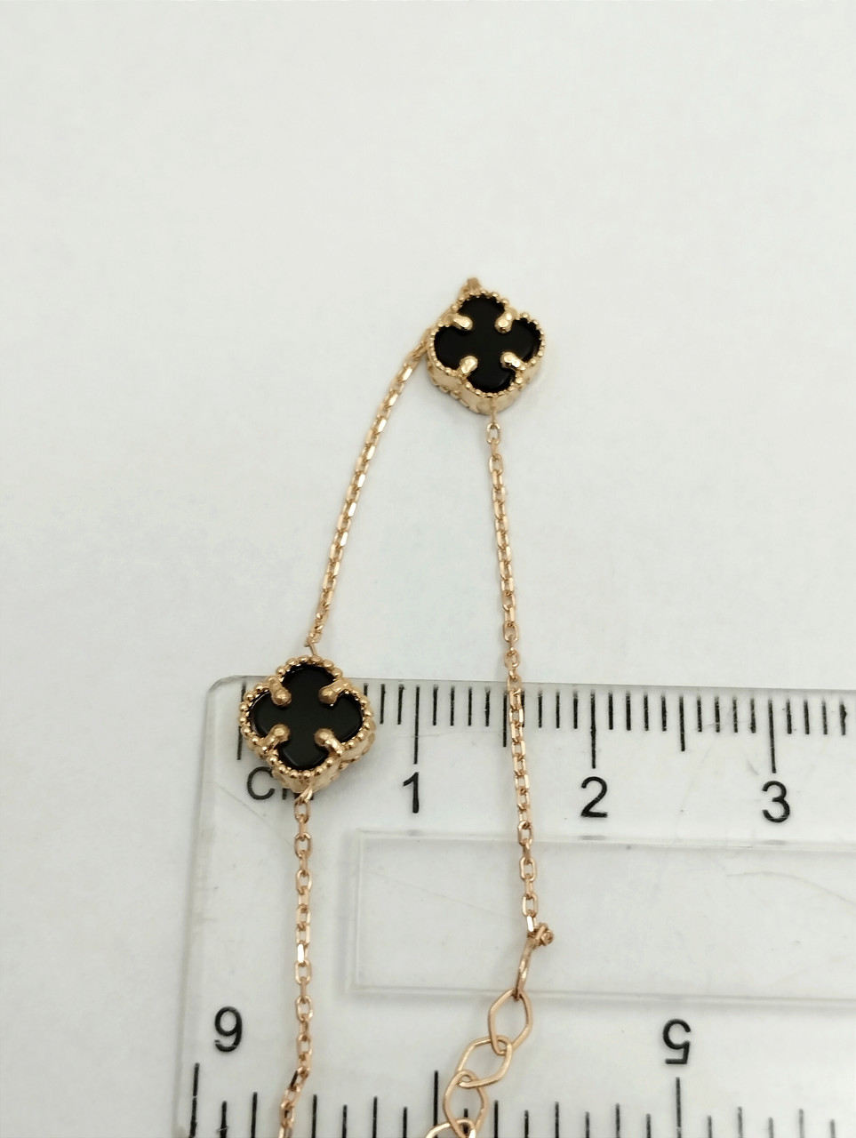 Золотий браслет у стилі мінімалізм із оніксом браслет конюшини - Зображення 3