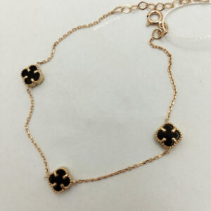 Золотий браслет у стилі мінімалізм із оніксом браслет конюшини