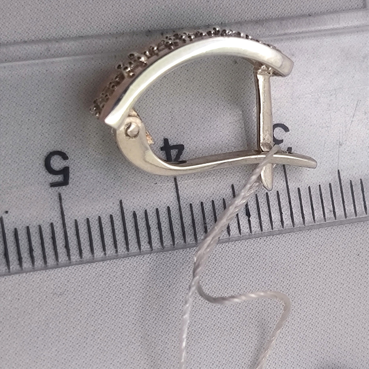 Срібні сережки 925 проби з напаяною пластиною золота 375 проби з вставкою цирконію - Зображення 6