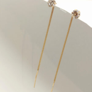 Сережки на ланцюжку з червоного золота з цирконієм