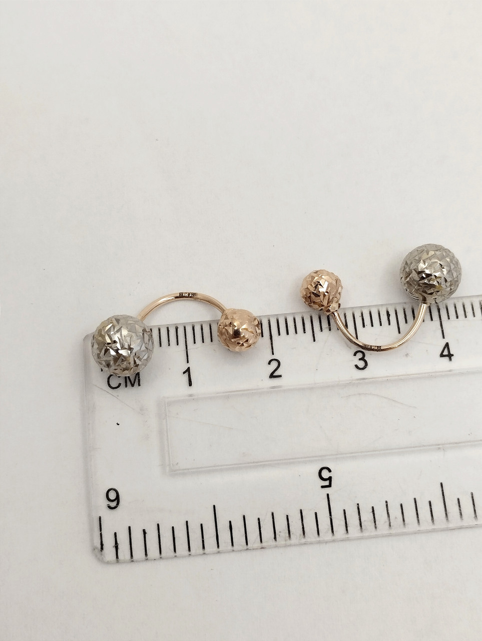 Золоті сережки матрешки з білими кулями Ukr-gold - Зображення 2