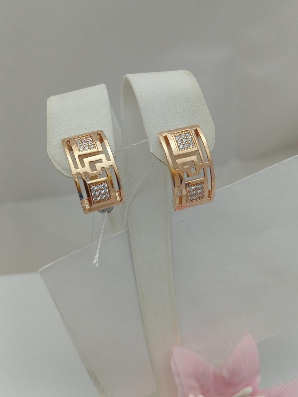 Золоті сережки з цирконієм Ukr-gold - Зображення 2