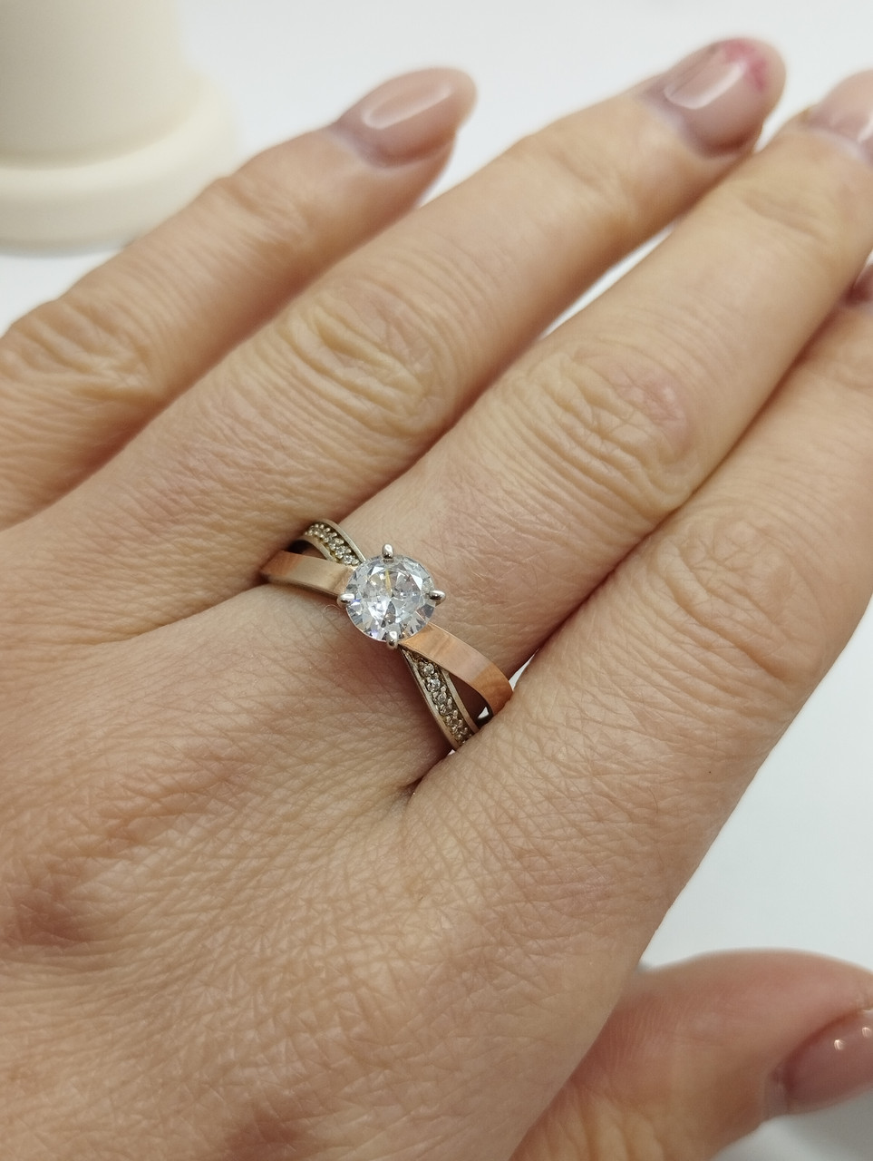 Срібне каблучка з золотими пластинами та цирконієм Ukr-gold - Зображення 2