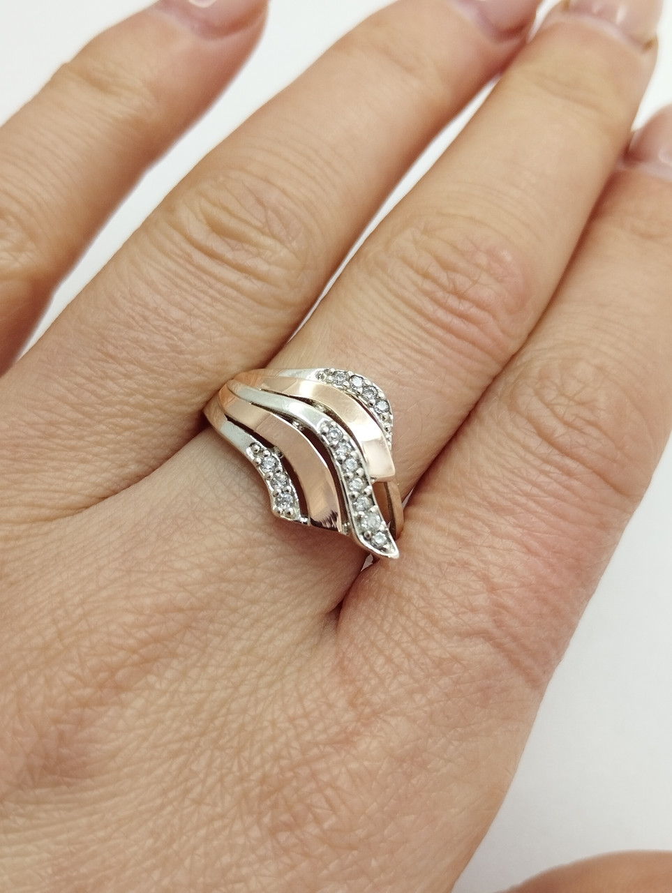 Кільце срібне 925 проби з золотими пластинами 375 проби - Зображення 2