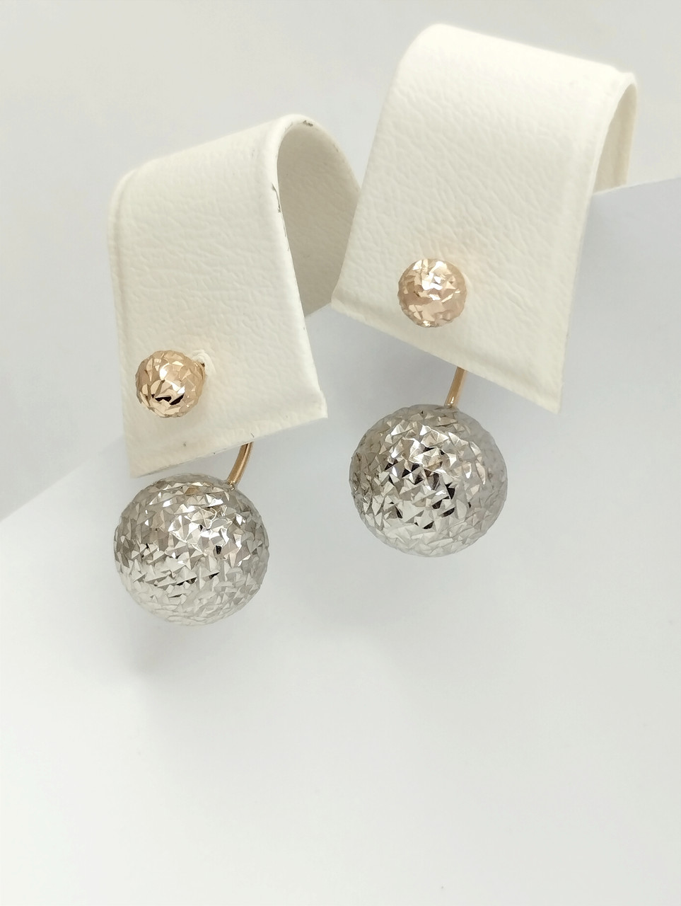 Золоті сережки шарики в білому золоті Ukr-gold.com - Зображення 2