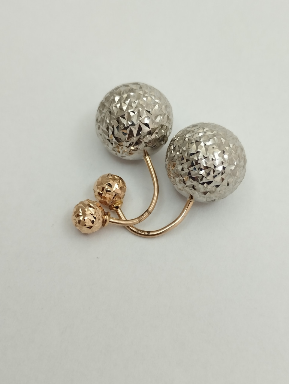 Золоті сережки шарики в білому золоті Ukr-gold.com - Зображення 3