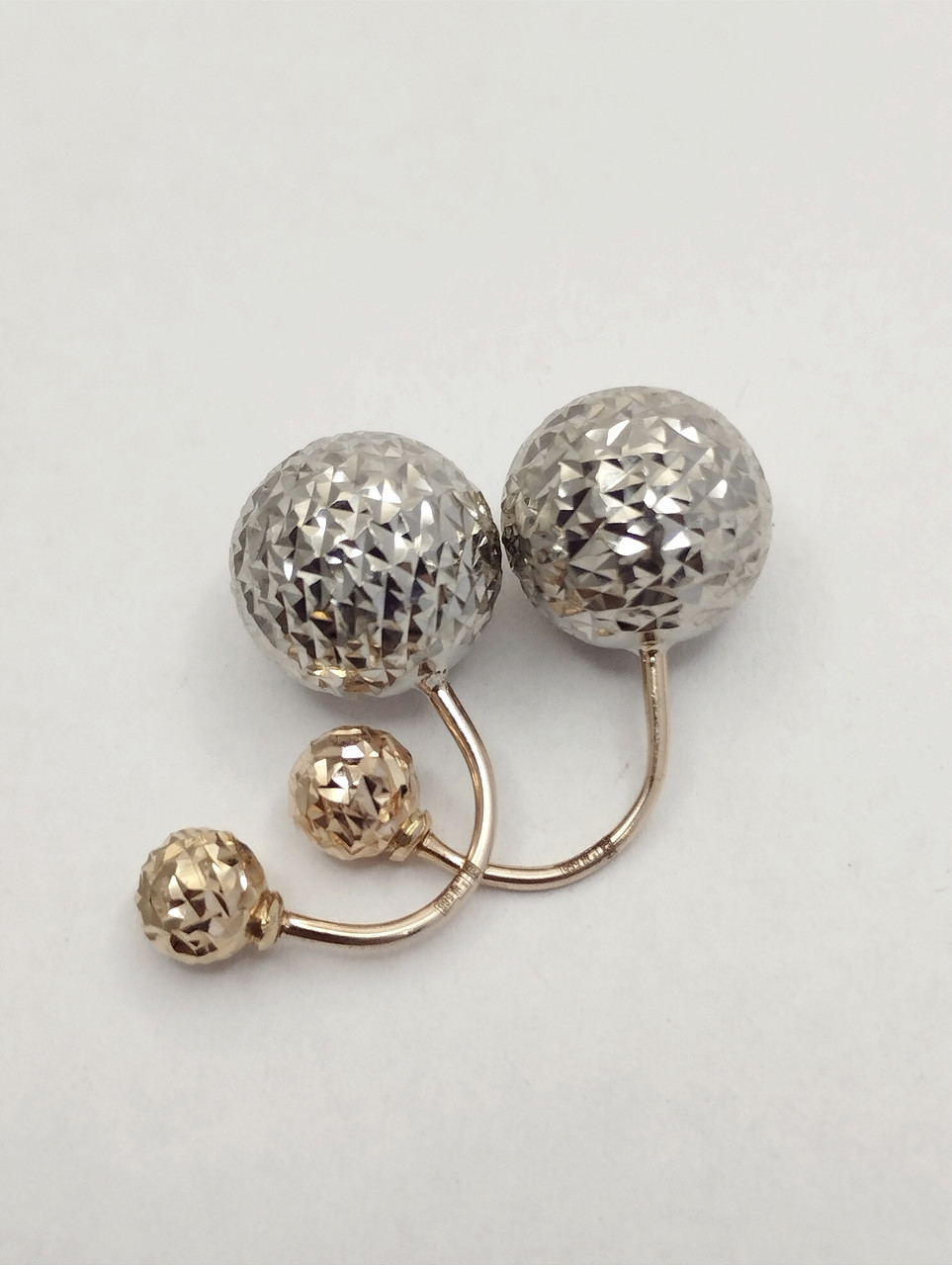 Золоті сережки шарики в білому золоті Ukr-gold.com - Зображення 4