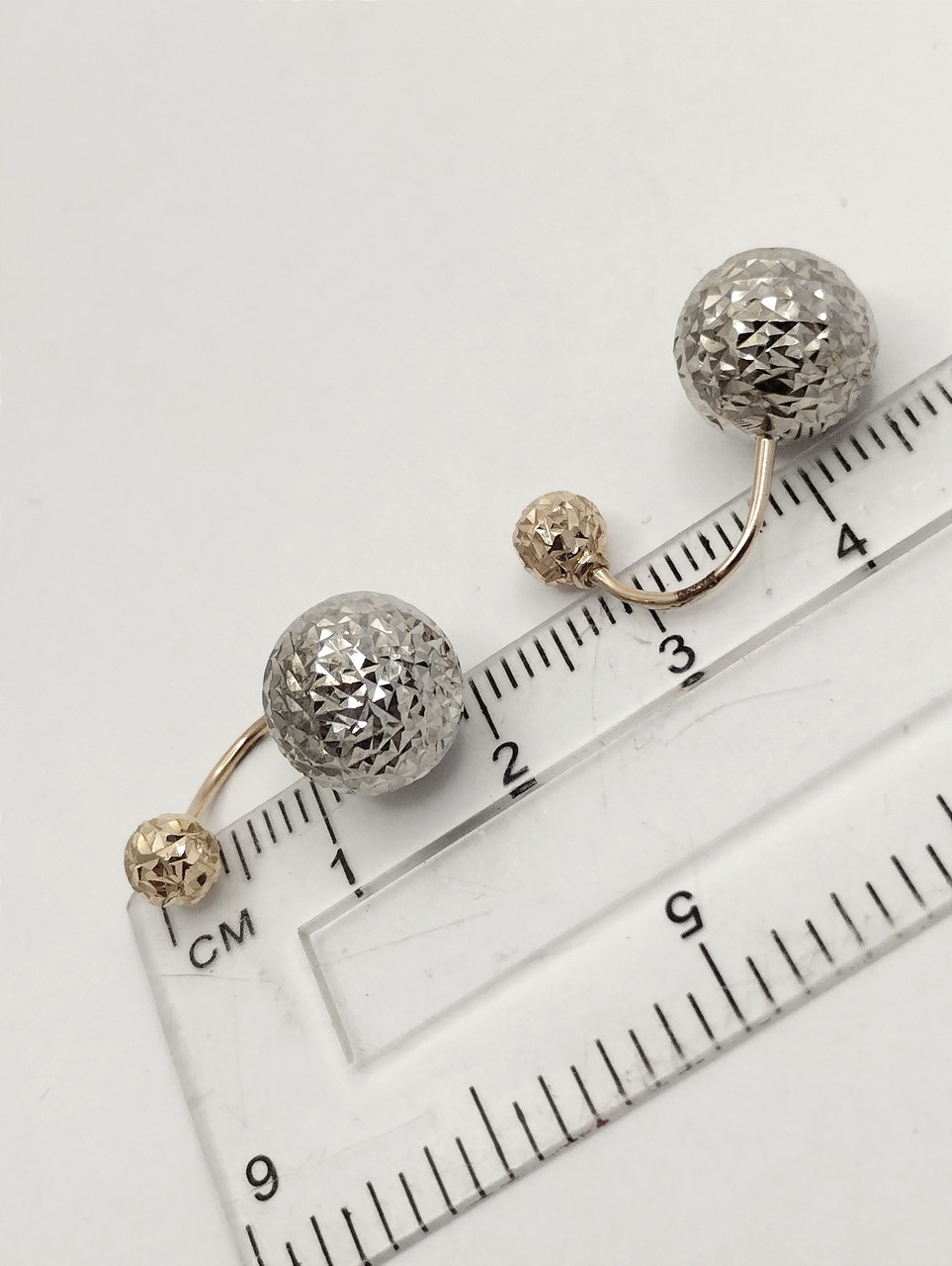 Золоті сережки шарики в білому золоті Ukr-gold.com - Зображення 3