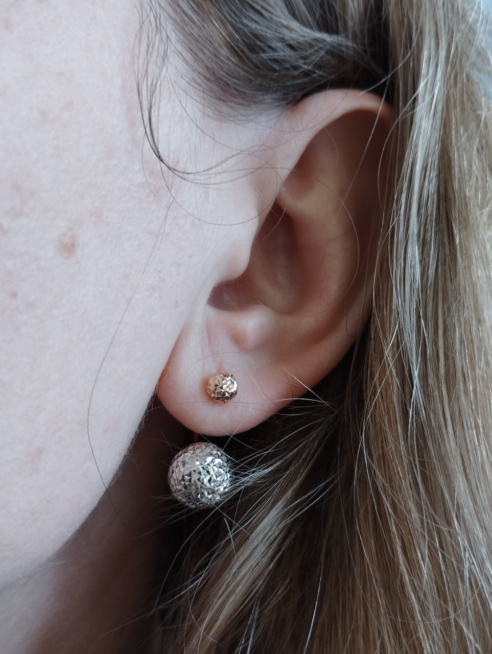 Золоті сережки шарики в білому золоті Ukr-gold.com - Зображення 5