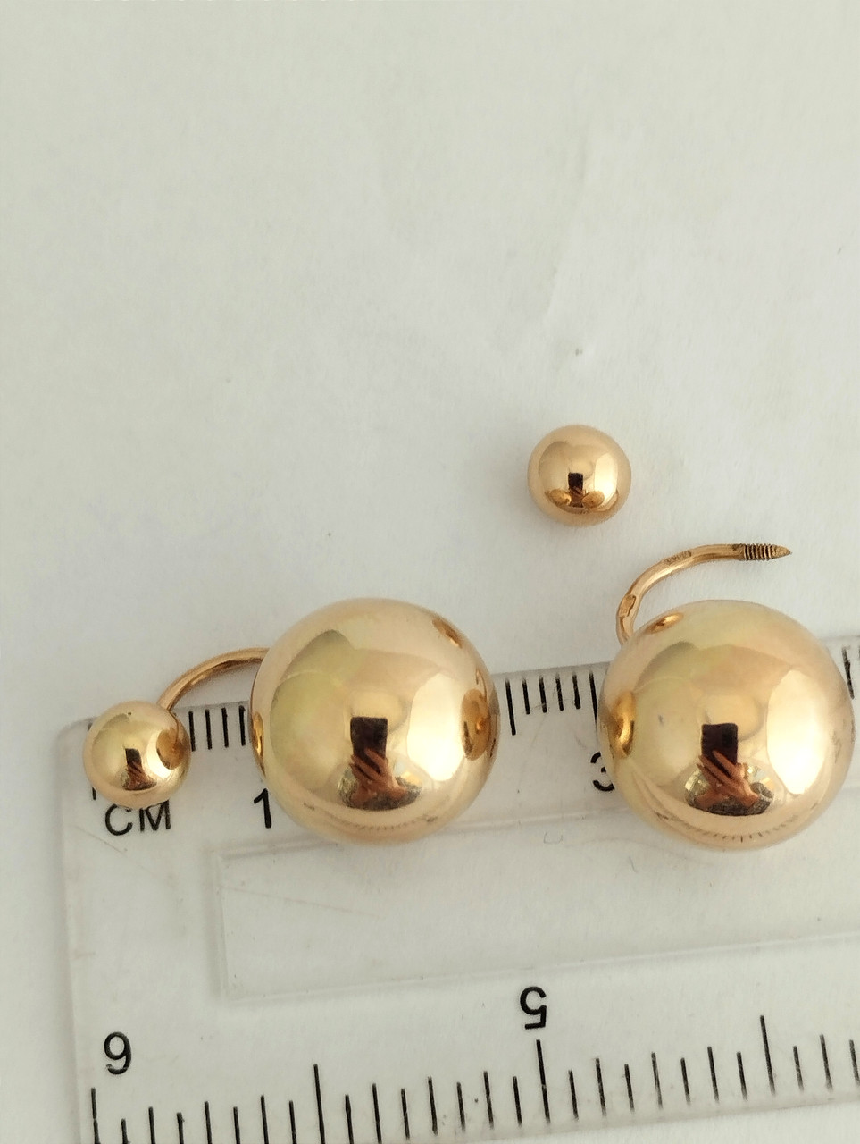 Золоті сережки 585 проби шарики Ukr-Gold.com - Зображення 3